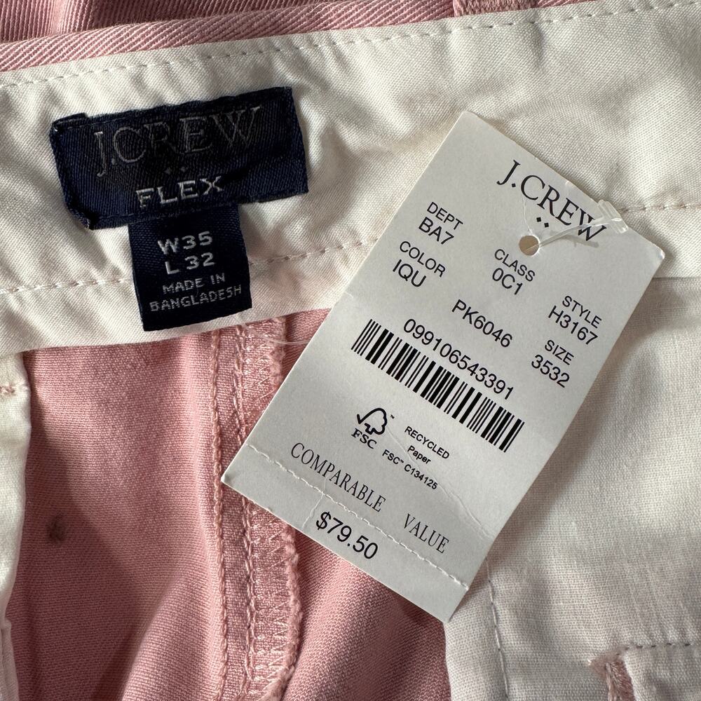 J. Crew Mens SZ 35x32 Flex Slim Pants Zip-Fly Slash Pockets Straight Leg Pink - Picture 7 of 9